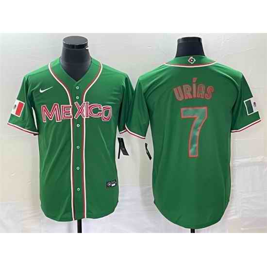 Men Mexico Baseball 7 Julio Urias 2023 Green World Baseball With Patch Classic Stitched Jersey 1